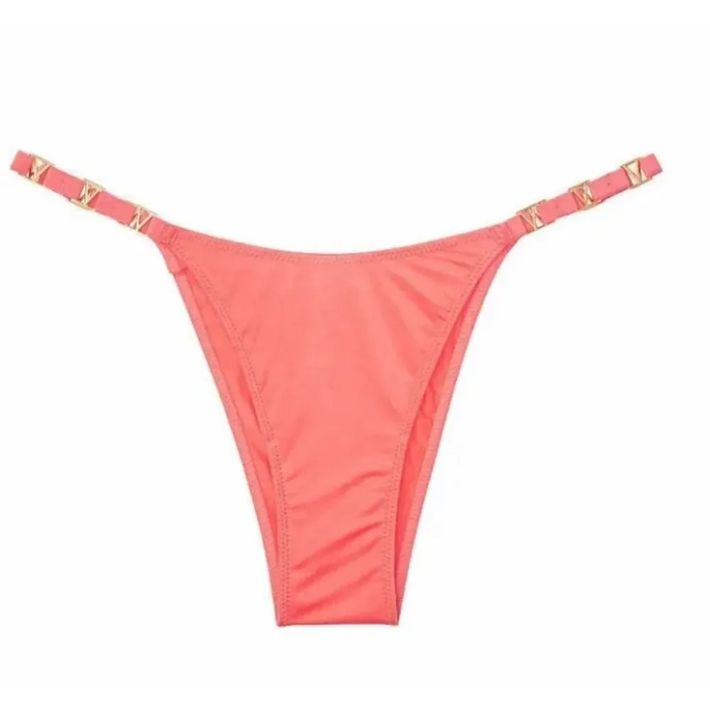 Victorias Secret LOVE by Victoria Logo Hardware Brazilian Slip panty Ripe Papaya